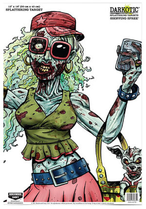 Birchwood Casey 35665 Darkotic Shopping Spree Zombie Valley Girl Paper Hanging Universal 12" x 18" Multi-Color Impact Enhancement Splatter 8 Per Pkg