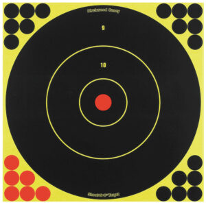 Birchwood Casey 34012 Shoot-N-C Reactive Target Self-Adhesive Paper Black/Yellow/Red 12" Bullseye 5 Pack