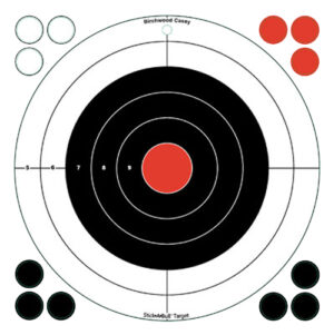 Birchwood Casey 33912 Stick-A-Bull  Self-Adhesive Paper Black/Red/White 12" Bullseye 5 Pack