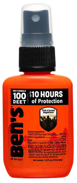 Ben's 00067070 100  Odorless Scent 1.25oz Spray Repels Ticks & Biting Insects Effective Up to 10 hrs