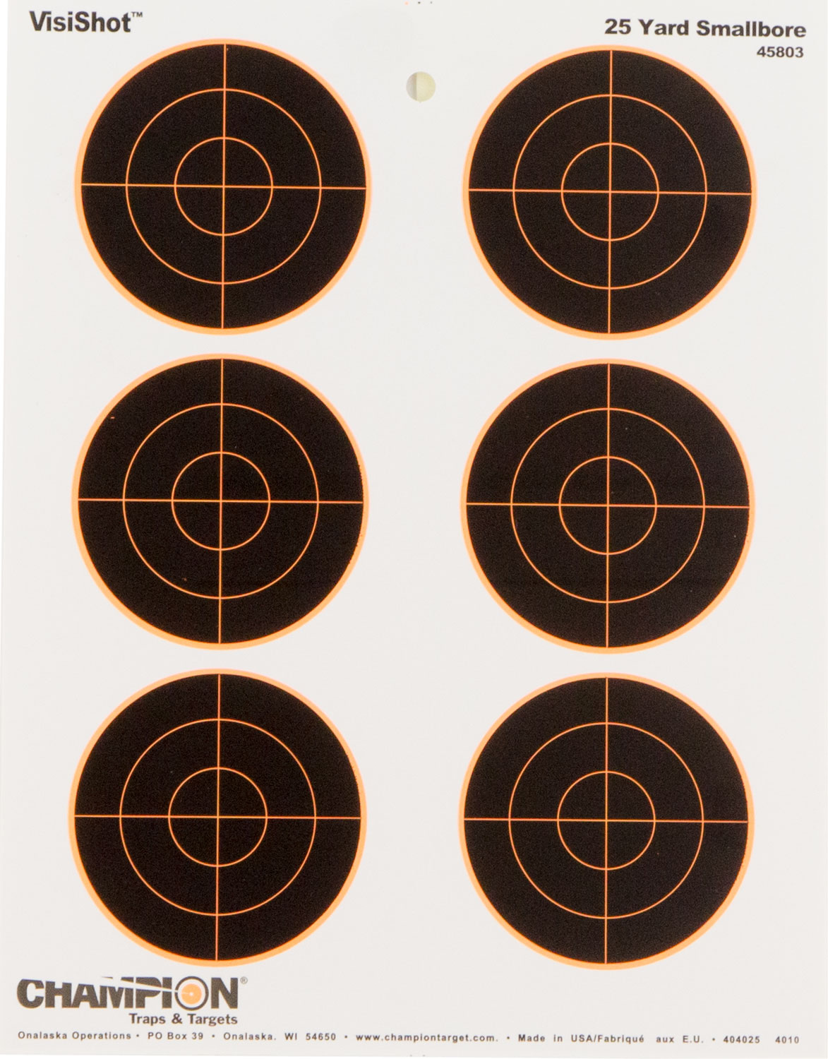Champion Targets 45803 VisiShot Bullseye Paper Hanging 25 yds Small Bore Rifle 8.50" x 11" Black/White 10 Pack
