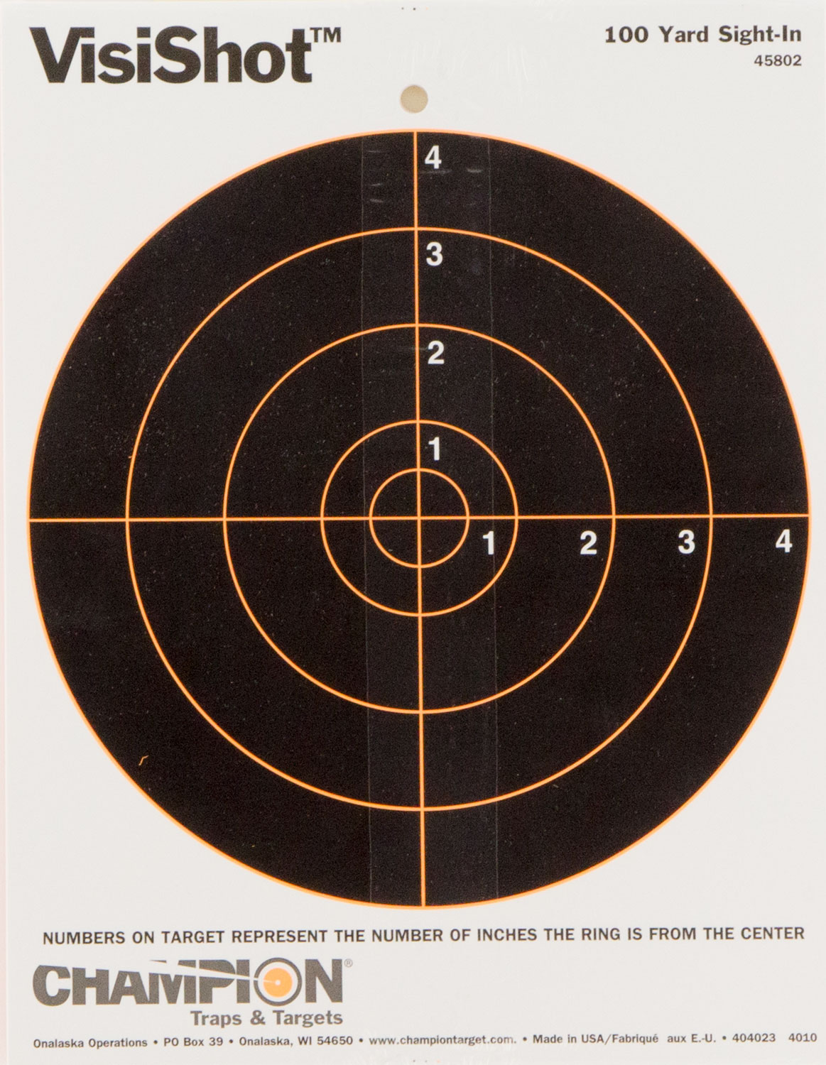 Champion Targets 45802 VisiShot Hanging Paper Black/White 8" Bullseye 10 Pack