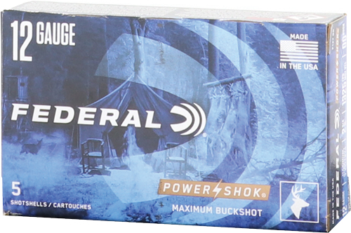 FEDERAL POWER SHOK 12GA 2.75" - 00 BUCK 9 PELLETS 5RD 50BX/CS