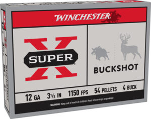 WINCHESTER SUPER-X 12GA 3.5" - #4 BUCK 54 PELLETS 5RD 50BX/CS