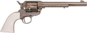 Cimarron Frontier 45LC Engraved Nickel Revolver with Ivory Grip