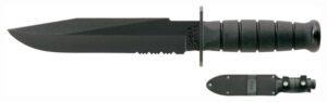KA-BAR Black Fighter Knife 8" Serrated Carbon Steel Blade