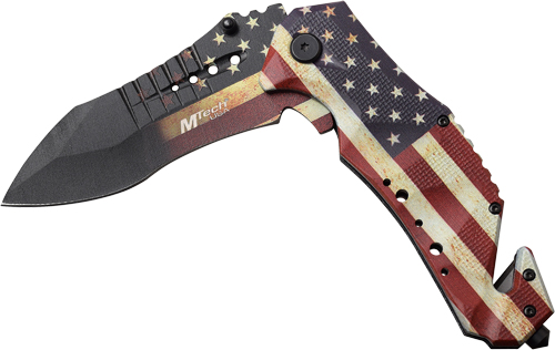 MC MTECH 3.75" DROP POINT - FOLDER W/CUTTER US FLAG/SS