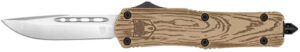 Cobratec Medium FS3 OTF Knife - D2 Blade, Wood Grain