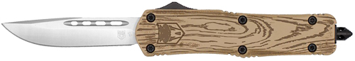 Cobratec Medium FS3 OTF Knife - D2 Blade, Wood Grain