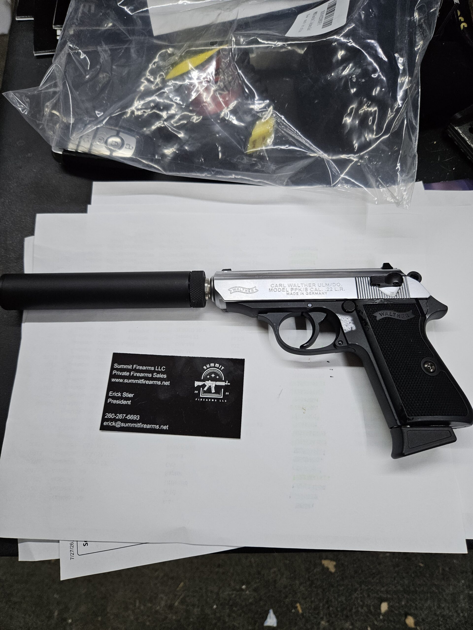 Walther PPK/S .22 LR with CMMG Zeroed Suppressor