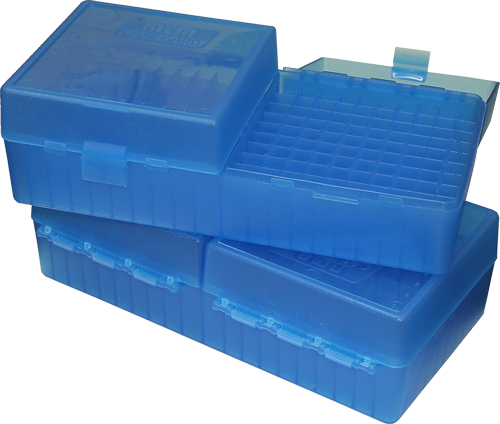MTM Small Rifle Ammo Box - 200 Rounds Clear Blue