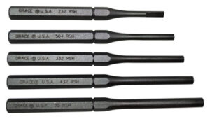 Grace USA Roll Pin Holder Punch Set - 5-Piece Steel