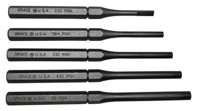 Grace USA Roll Pin Holder Punch Set - 5-Piece Steel