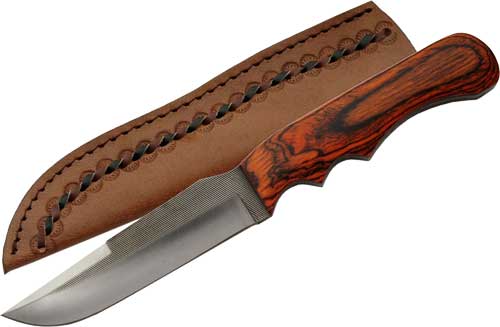 SZCO Sawmill 5.5" Hunter Blade Knife with Leather Sheath