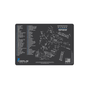 RUGER SR22 SCHEMATIC HANDGUN MAT - CHARCOAL GRAY/CERUS BLUE, 12" X 17"