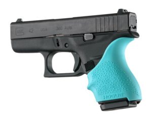 Hogue HandAll Beavertail Grip Sleeve Aqua for Glock 42/43
