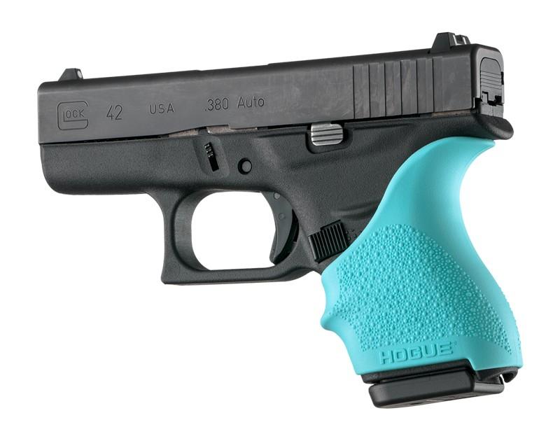 Hogue HandAll Beavertail Grip Sleeve Aqua for Glock 42/43