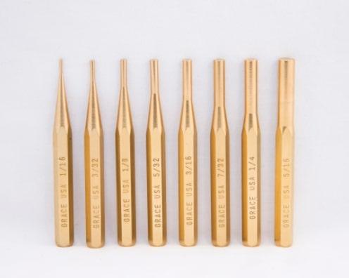 Grace USA 8-Piece Brass Pin Punch Set for Gunsmithing