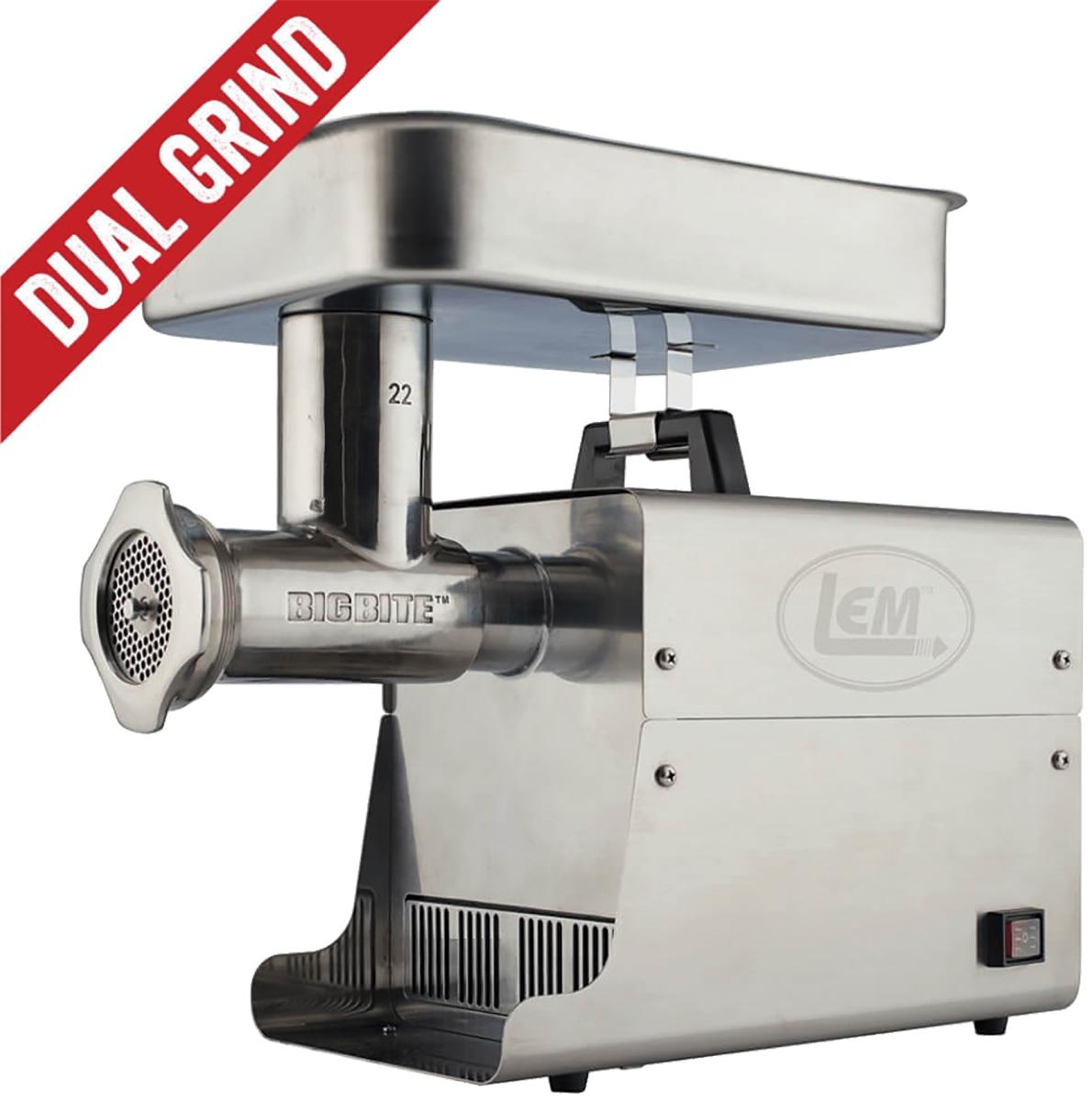 LEM Big Bite Dual Grind Meat Grinder - 1 HP