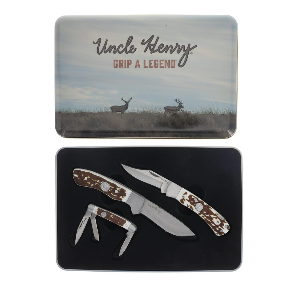 Uncle Henry 3-Piece Knife Combo with Tin