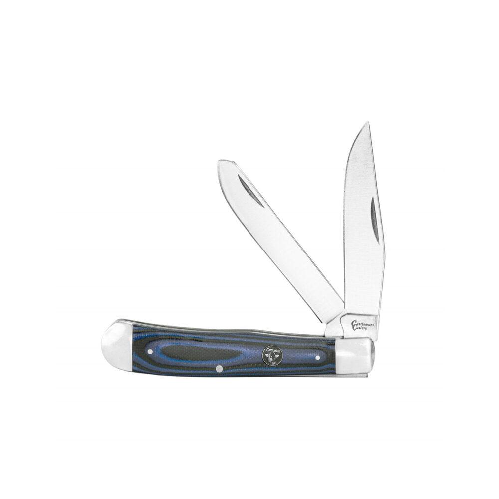 ABKT Cattleman Trapper Cowhand Knife 2 Blades Blue