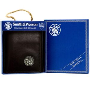 Smith & Wesson RFID Tri-Fold Leather Wallet Brown