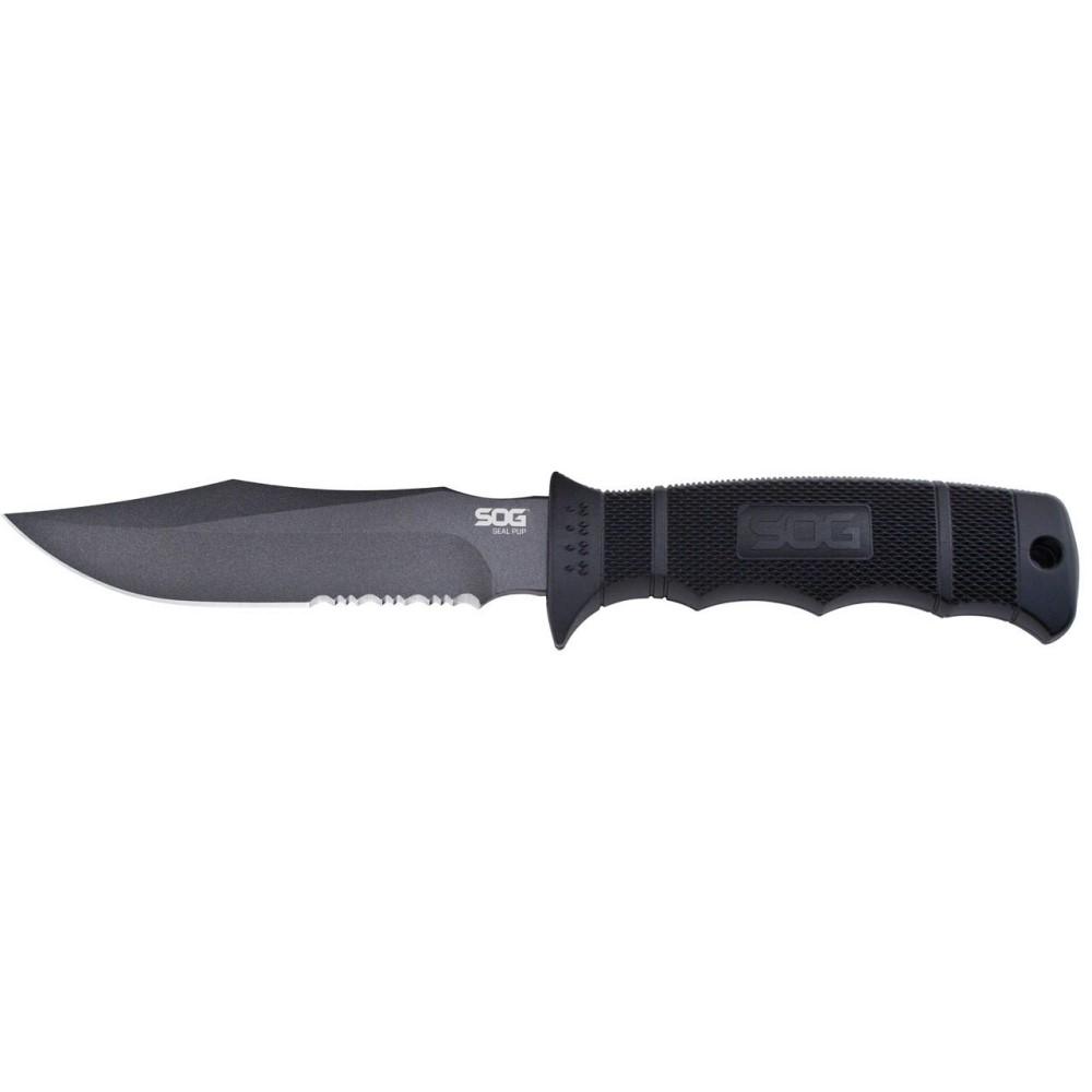 SOG Seal Pup Fixed Blade Knife 4.75" - Black with Sheath