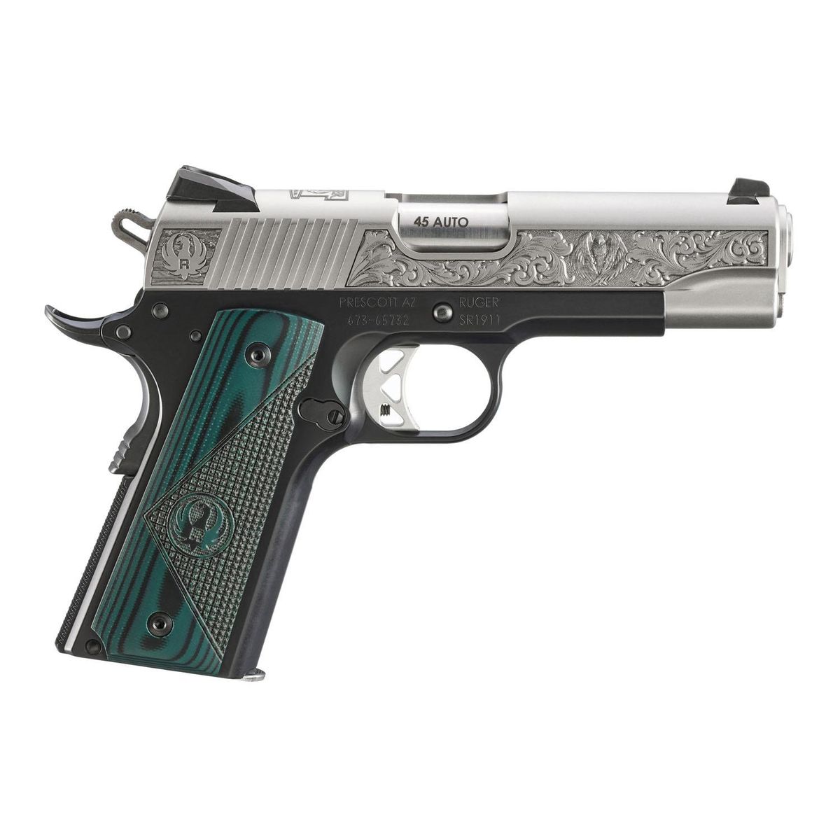 Ruger SR1911 Commander 45ACP Pistol with Green Grip