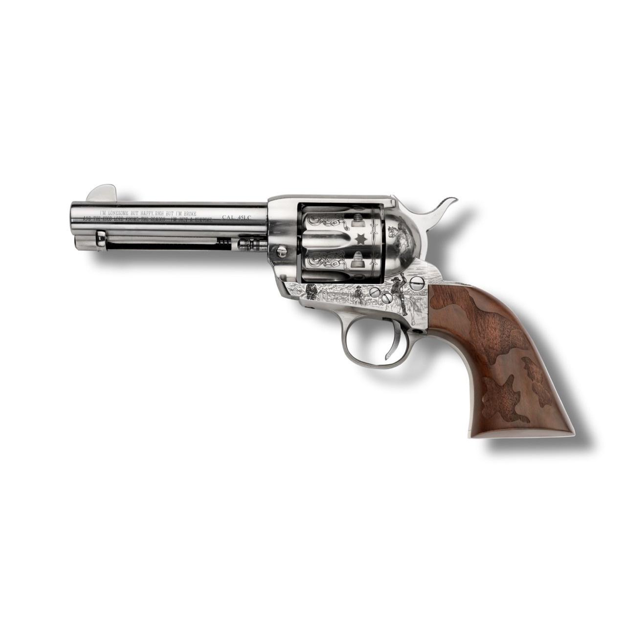 Pietta Cowpoke 45 Colt Revolver, Nickel 4.75" Barrel