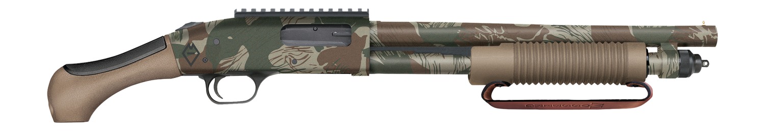 MOSSBERG 590 SECURITY 12G SHOTGUN 14.375" BBL, AFTERSHOCK GRIP, FDE/RHODESIAN B.S. 5+1