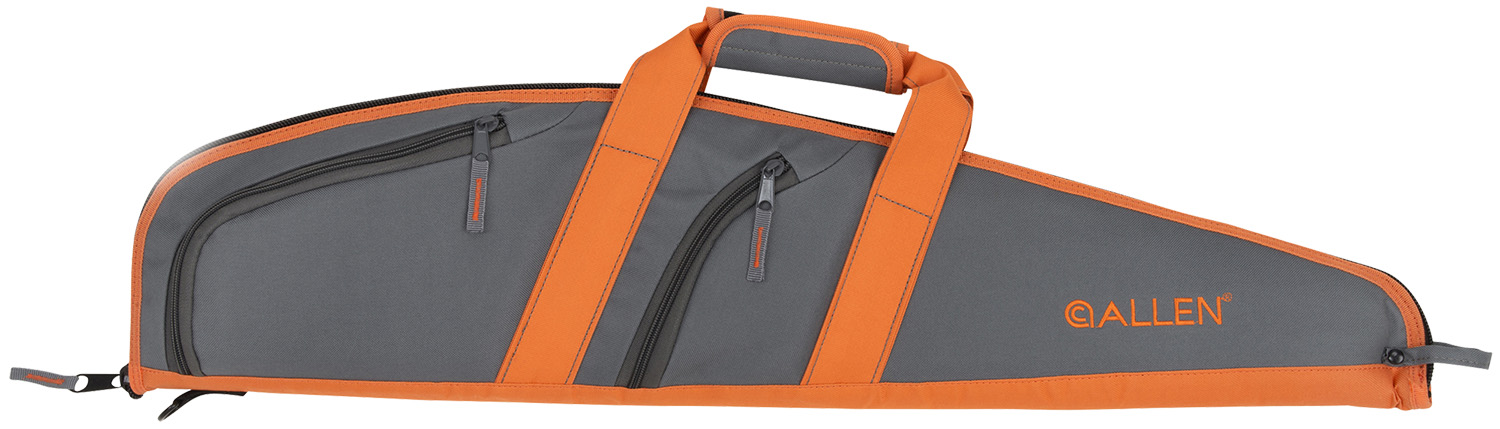 Allen 31732 Springs Compact Youth Rifle Case Fits Scoped Rifles Up To 32", Gray w/Orange Trim, Nylon Lining, Padded Handle, 2 Accessory Pockets