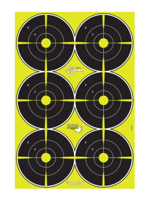 EZ-Aim 15355 Splash Reactive  Bullseye Hanging Paper 12" x 18" Black/Yellow Yellow 8 Pack