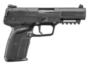 FN 3868900752 Five-seveN  5.7x28mm 4.80" Barrel 10+1, Matte Black Polymer Frame With Mounting Rail & Serrated Trigger Guard, Matte Black Steel Slide, Ambidextrous Safety
