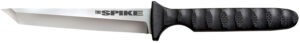 Cold Steel CS-53NCT Spike  4" Fixed Tanto Plain Cryo 4116 SS Blade/Black Scalloped Griv-Ex Handle Includes Bead Chain Lanyard/Sheath