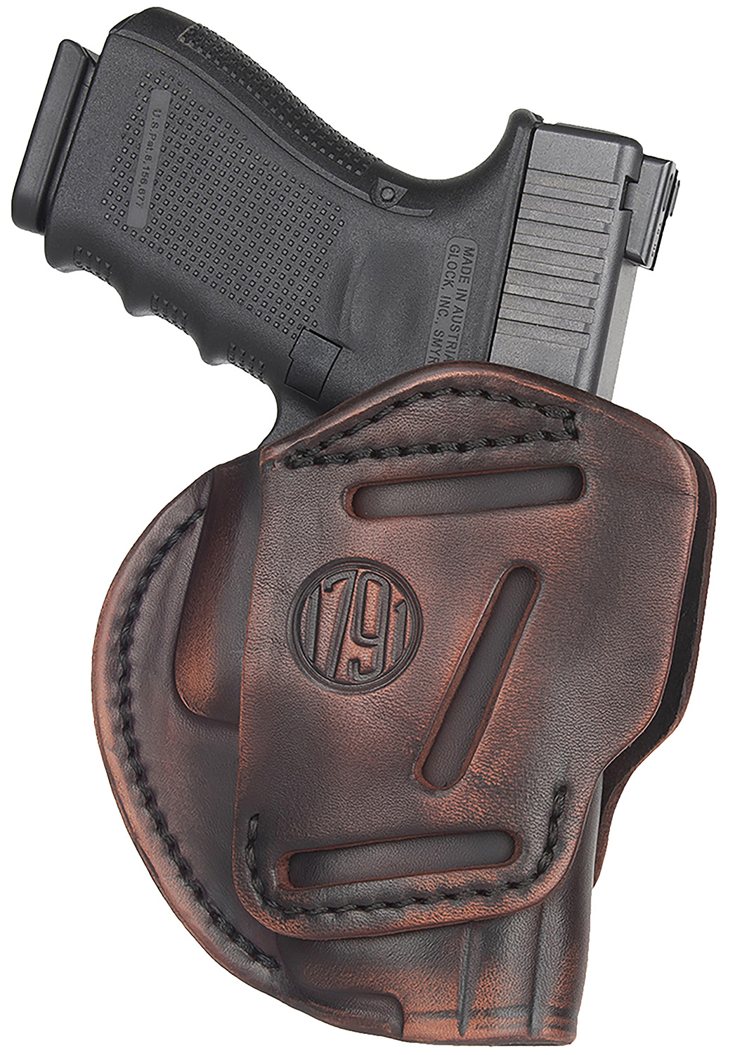 1791 Gunleather 3WH5VTGA 3-Way  IWB/OWB Size 05 Vintage Leather Belt Loop Fits Glock 17 Fits HK VP9 Fits MP9 Ambidextrous Hand