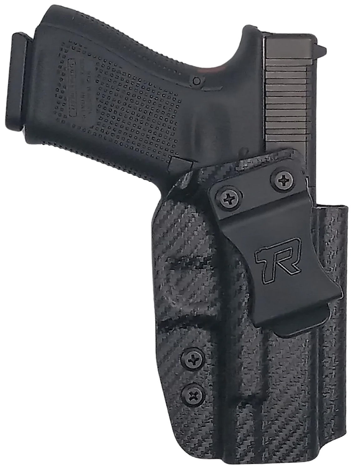 Rounded Gear GLK192332CFRHVAR Kydex IWB Black Kydex Fits Glock 19 Belt Clip Right Hand