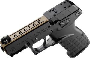 Kel-Tec P17BBLKORTANS P17  Sports South Exclusive 22 LR 16+1 3.80" Black Steel Barrel, Tan Optic Ready/Serrated Slide, Black Polymer Frame w/Picatinny Rail, Textured Grip