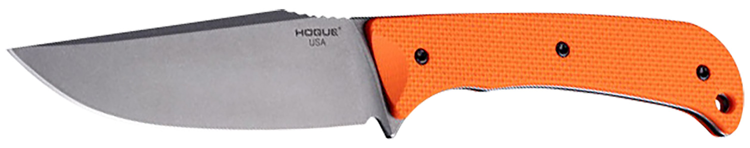 Hogue 35850 Extrak  XL 3.90" Fixed Clip Point Plain Stone Tumbled CPM M4 Tool Steel Blade, Blaze Orange Textured G10 Scales Handle