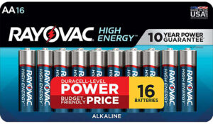 Rayovac 81516LT03 AA HIGH ENERGY Alkaline Batteries  Silver/Blue 1.5 Volts 2,700 mAh (16) Single Pack