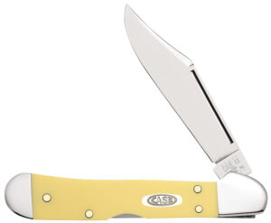 Case 30116 CopperLock  Mini 2.72" Folding Clip Point Plain Mirror Polished Carbon Steel Blade, Yellow Synthetic Handle