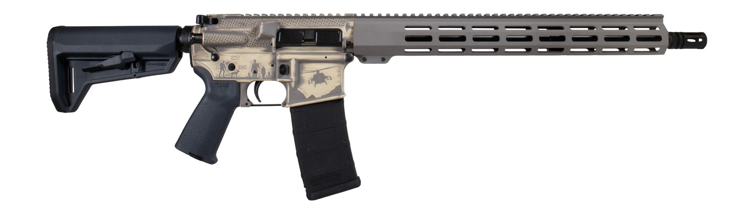 Shark Coast Tactical 300-111-1000-27 Military 5.56 NATO 30+1 16" Black Melonite Threaded Barrel 2-Tone FDE Cerakote Aluminum Receiver w/Picatinny Rail, M-LOK Handguard, Magpul MOE SL Black Polymer Sto