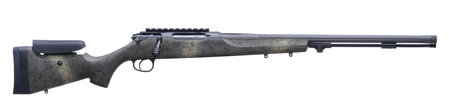 Traditions CR946604437 NitroBolt  50 Cal Firestick 24" Tungsten Cerakote Fluted Threaded Barrel, Tungsten Cerakote Receiver w/Picatinny Rail, Adj Cheek Piece & LOP Desert Web Synthetic Stock