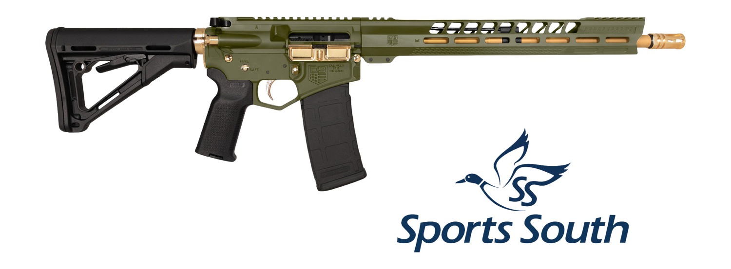 Diamondback DB175AK802 DB15  Sports South Exclusive 5.56 NATO 30+1 16" Gold Cerakote Threaded Barrel, Green Cerakote w/Gold Accents Aluminum Receiver w/Picatinny Rail, M-LOK Handguard, Magpul MOE Blac