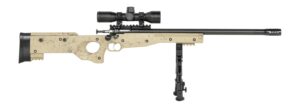 Crickett KSA2143 My First Rifle CPR 22 LR 1rd 16.13" Carbon Fiber Threaded Barrel, Picatinny Rail Receiver, Adj Bipod Forend, Tan w/Black Webbing Thumbhole