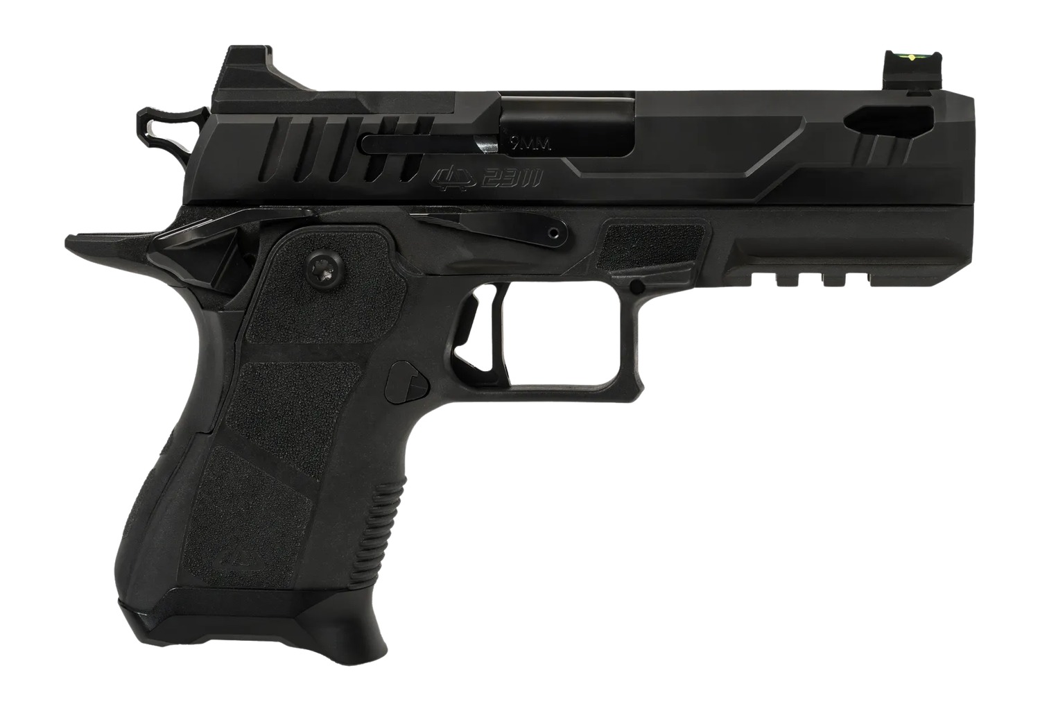 Oa Defense  2311 Pro Compact Frame 9mm Luger 15+1 4.25" DLC Black Steel Optic Ready/Serrated Slide, Black Aluminum Frame w/Picatinny Rail, Black Polymer Grip, Ambidextrous