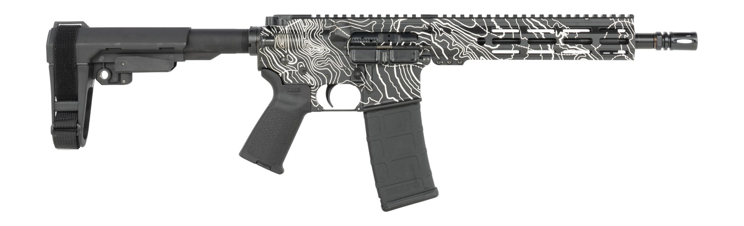 Shark Coast Tactical SCC07312TOPO-P Topography 5.56 NATO 30+1 10.50" Black Nitride Threaded Barrel, Aluminum Receiver w/Picatinny Rail, M-LOK Handguard, Black Polymer SB Tactical SBA3 Brace, Polymer