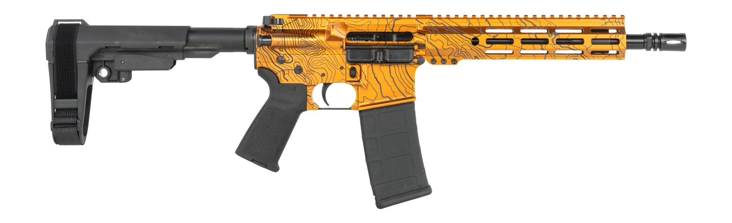 Shark Coast Tactical SCC07329TOPOR-P Topography 5.56 NATO 30+1 10.50" Black Nitride Threaded Barrel, Aluminum Receiver w/Picatinny Rail, M-LOK Handguard, Polymer SB Tactical SBA3 Brace, Polymer Grip