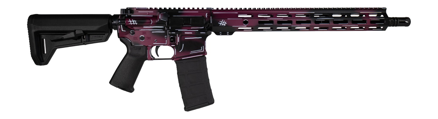 Shark Coast Tactical SCC02119ABKCH Anime-15 5.56 NATO 30+1 16" Black Nitride Threaded Barrel, Black Cherry Cerakote Aluminum Receiver w/Picatinny Rail, M-LOK Handguard, Magpul Collapsible Black Polym