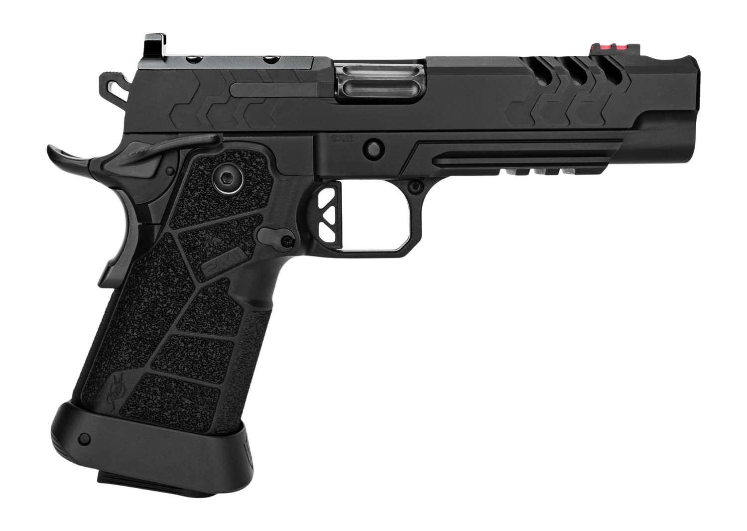 Kimber Mfg, Inc 3500103 2K11 Pro Comp Full Size Frame 9mm Luger 20+1 5" Compensated Barrel, Black Stainless Steel Lightening Cut/Optic Ready/Serrated Slide, Black Stainless Steel Frame w/Beavertail &