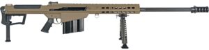 Barrett 20186 M107A1  50 BMG 10+1 20" Fluted Barrel, Flat Dark Earth Receiver w/Picatinny Rail, M-LOK Handguard, QD BiPod Forend, Black Polymer Grip